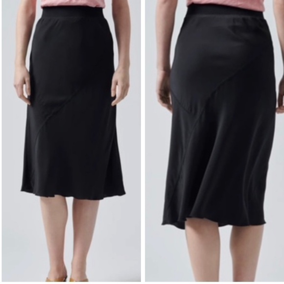 ATM Black Bias Cut Silk Midi Slip Skirt Size S - Picture 1 of 7